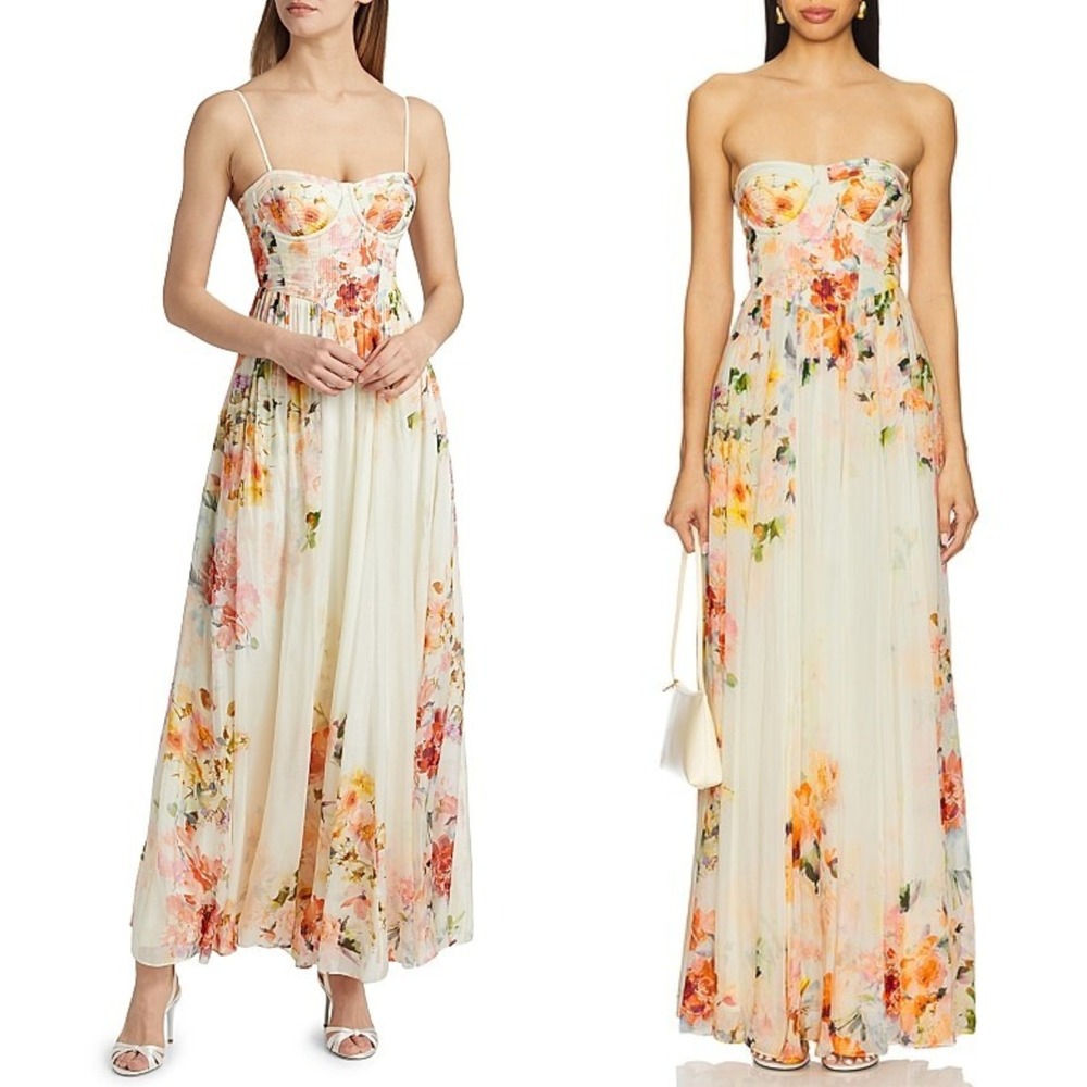 Hemant‎ and Nandita Saba Corset Floral Maxi Dress Bustier Size M NEW $548 - Picture 15 of 16
